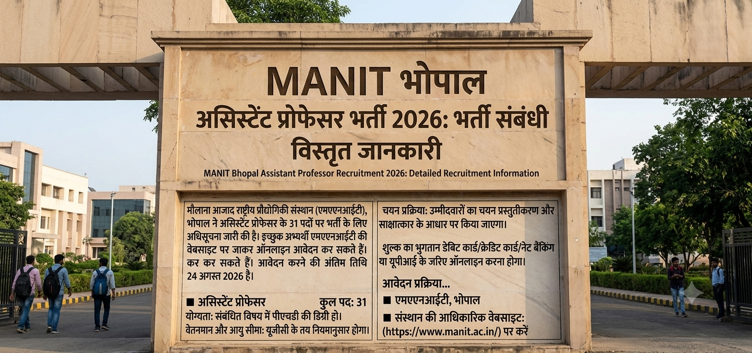 MANIT भोपाल में असिस्टेंट प्रोफेसर के 31 पदों पर भर्ती, 24 अगस्त तक आवेदन का मौका; जानिए संस्थान की खासियत और करियर के अवसर