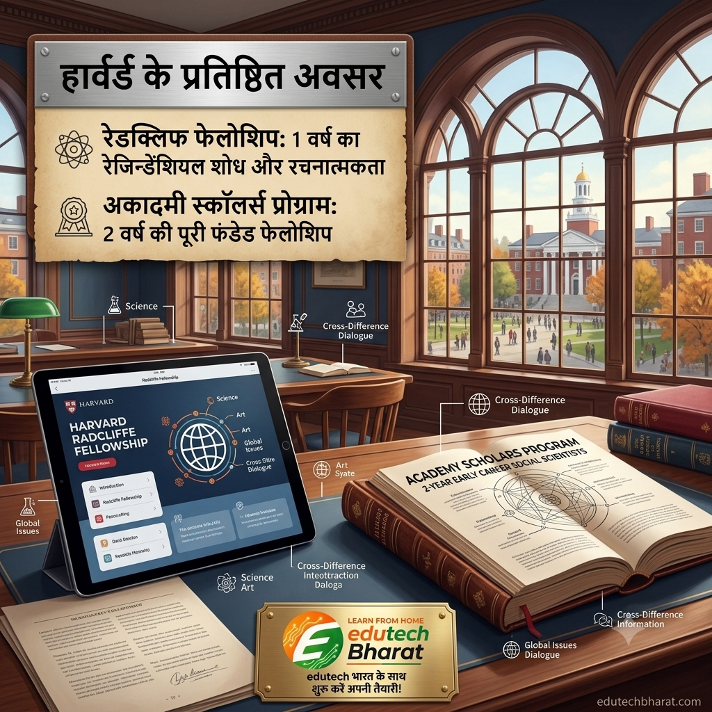 हार्वर्ड यूनिवर्सिटी का ‘रेडक्लिफ फेलोशिप प्रोग्राम’ (2027–2028): शोधकर्ताओं, वैज्ञानिकों और कलाकारों के लिए बड़ा अवसर